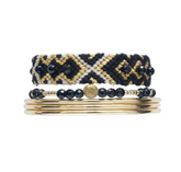 smr | friendship band black & bangles stack - yellow gold