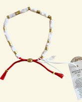 White Mother of Pearl Bracelet + red string | Serenity, Soothing & Intuition | Earth Collection