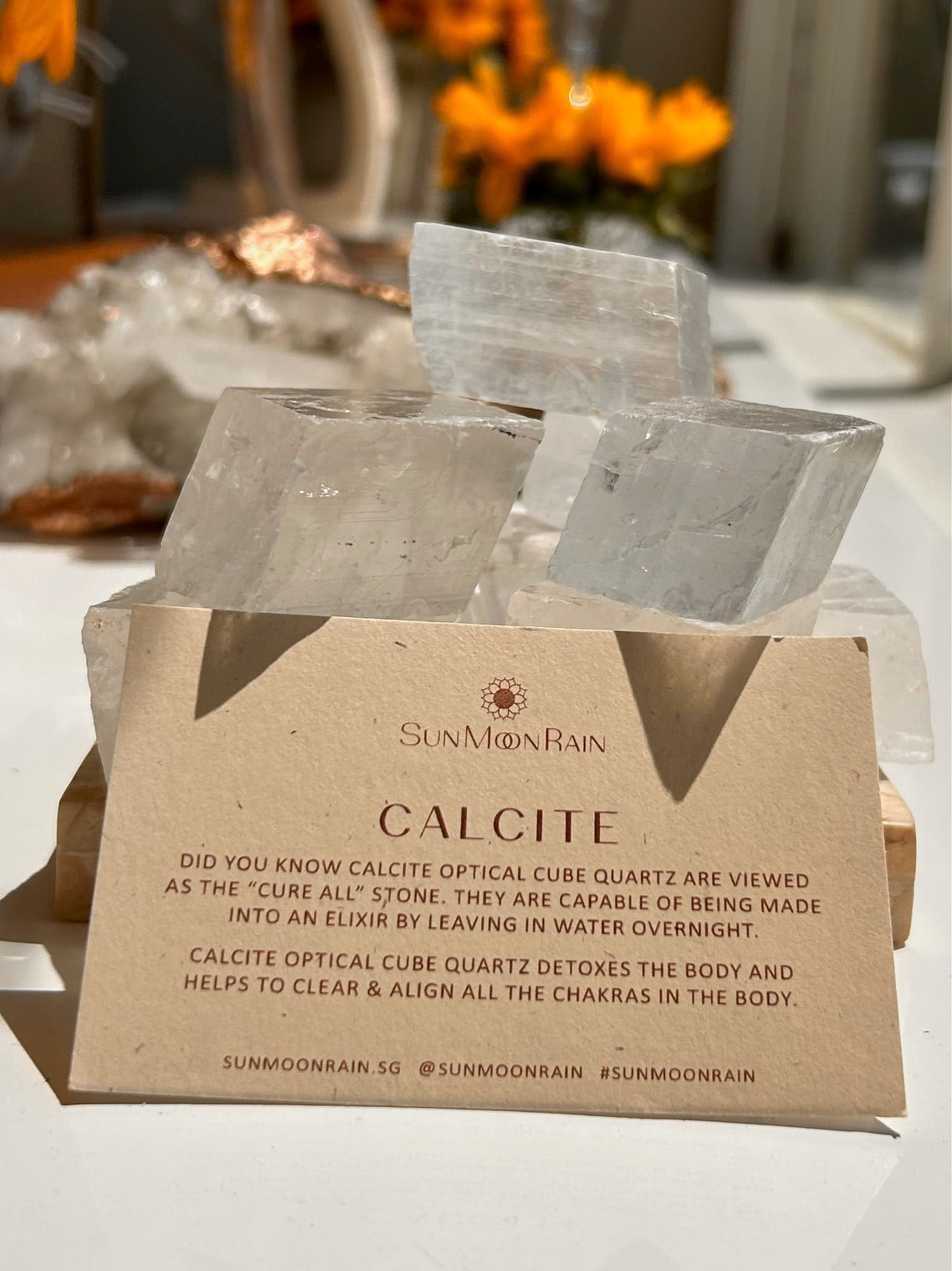 Calcite optical cube quartz