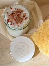 Rose infused epsom salt bath soak + natural sea sponge