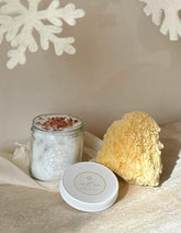 Rose infused epsom salt bath soak + natural sea sponge