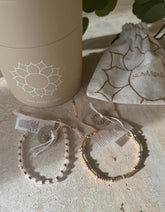 sun m⚭n rain rose quartz signature bracelet + sun m⚭n rain rose gold tribal gypsy bracelet