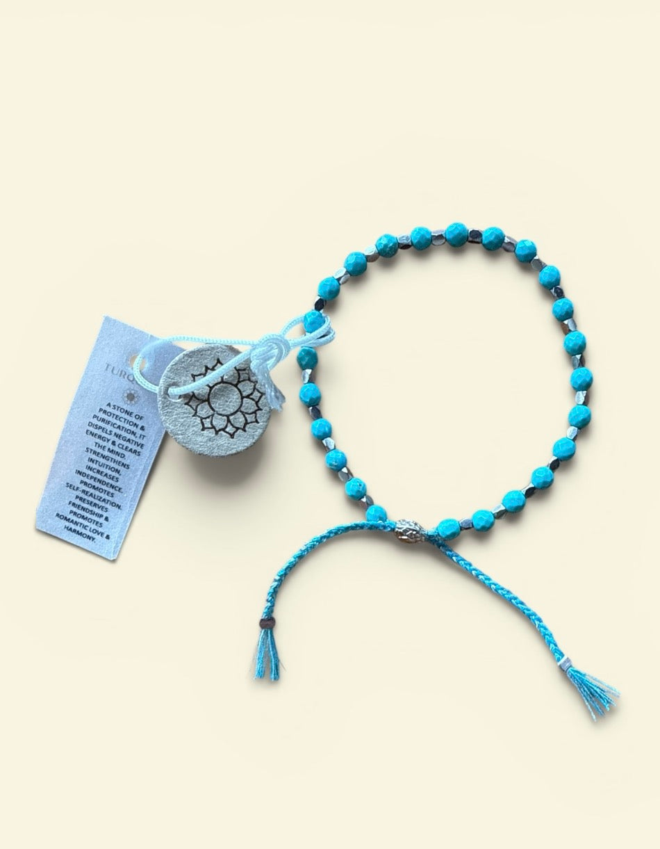 Turquoise Bracelet Rhodium | Protection,  Dispels Negativity & Enhances Intuition | Signature Collection