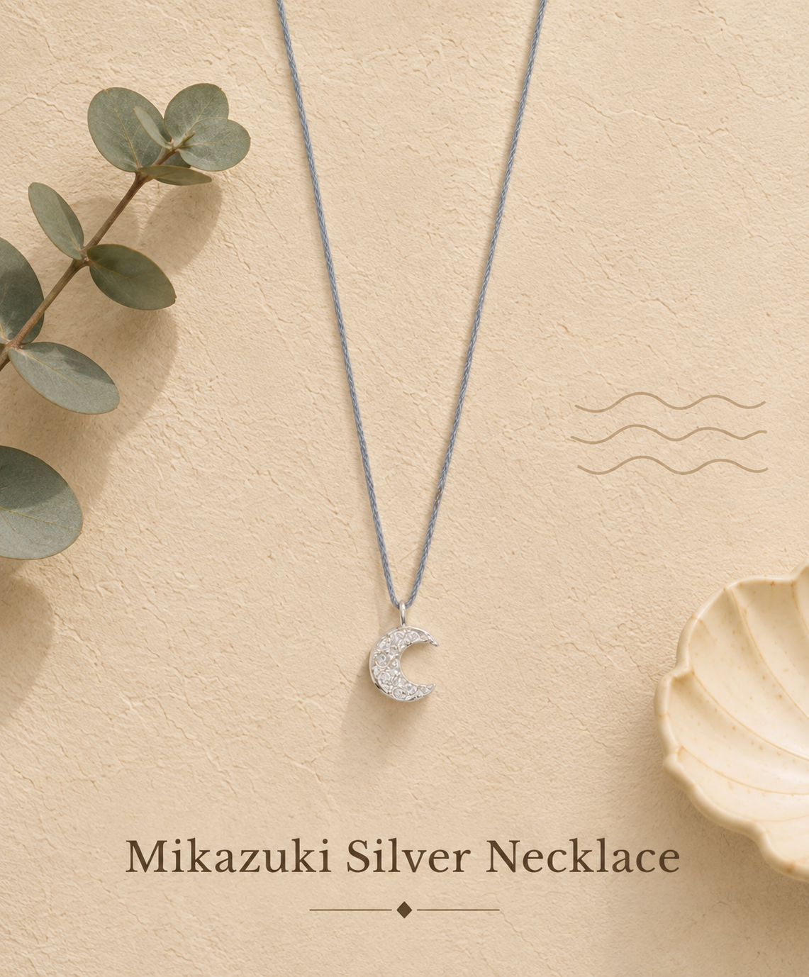 Mikazuki Sterling silver moon necklace