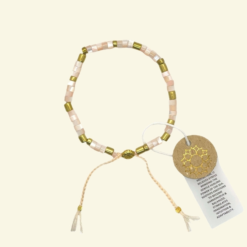Pink Mother of Pearl Bracelet | Serenity, Soothing & Intuition | Earth Collection