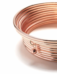 Rose Gold bangles with a Hematite bead(set of 10)