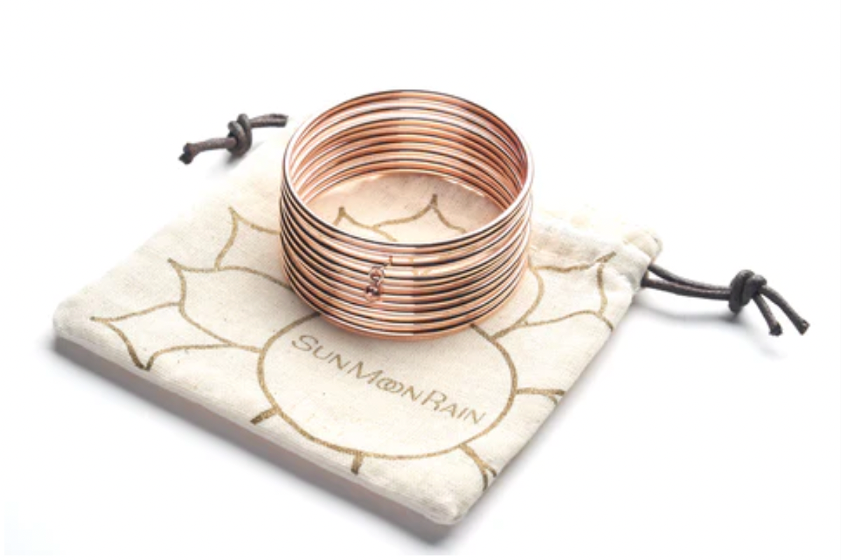 Rose Gold bangles with a Hematite bead(set of 10)