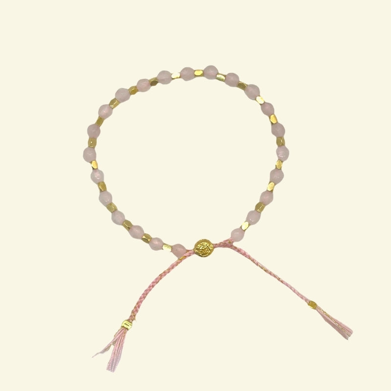 smr | rose quartz yellow gold | Signature Collection bracelet