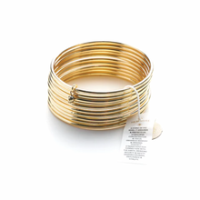 Load image into Gallery viewer, Yellow Gold Bangles With Hematite Bead (set of 10)
