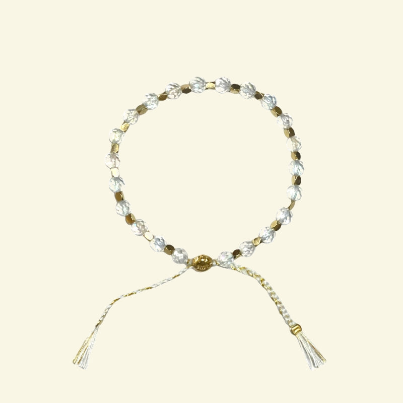 smr | rainbow crystal quartz with yellow gold | Signature Collection Bracelet